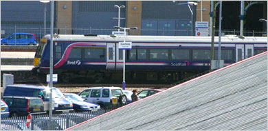 Train leaving Inverness station